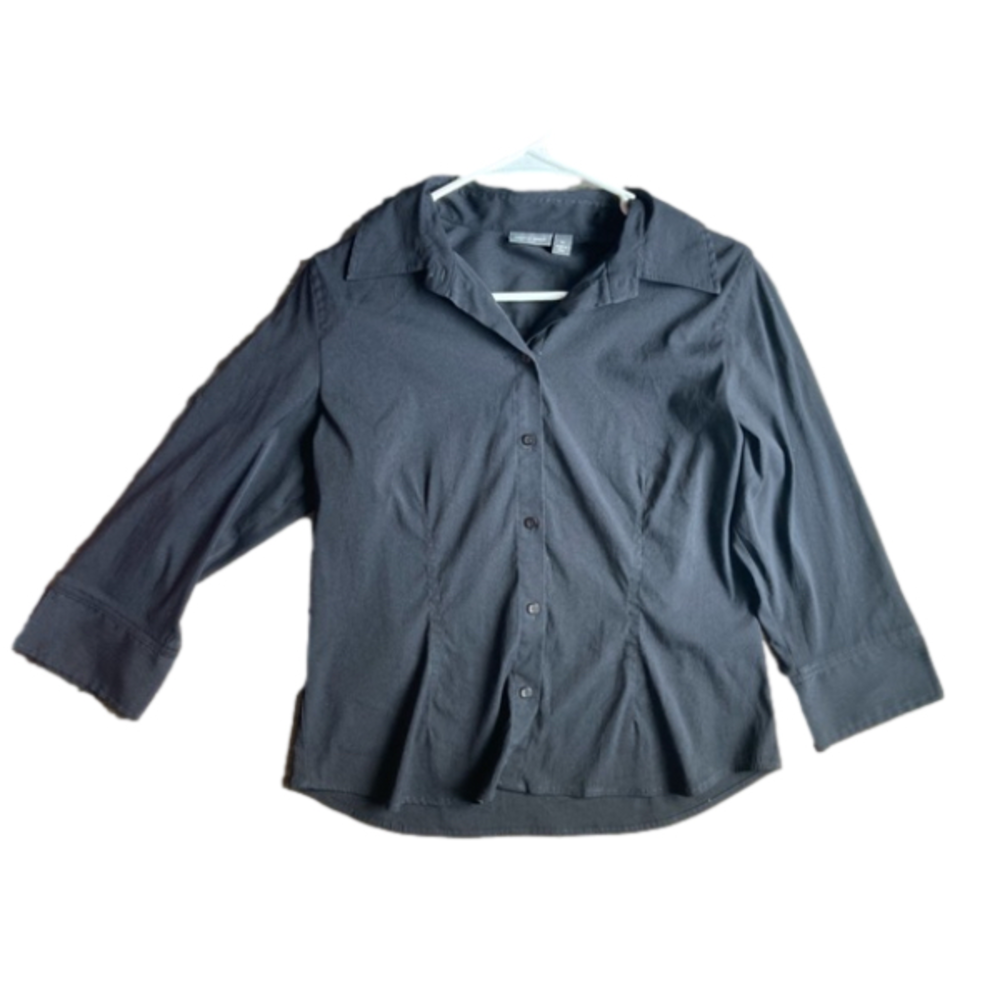 Apt.9 Stretch Medium Button Down Black Shirt